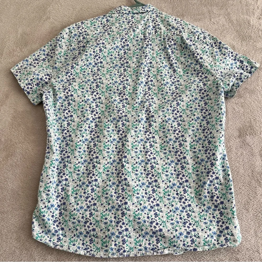 J. Crew Factory Shirt Printed short-sleeve slim flex casual Men's M Floral BS146